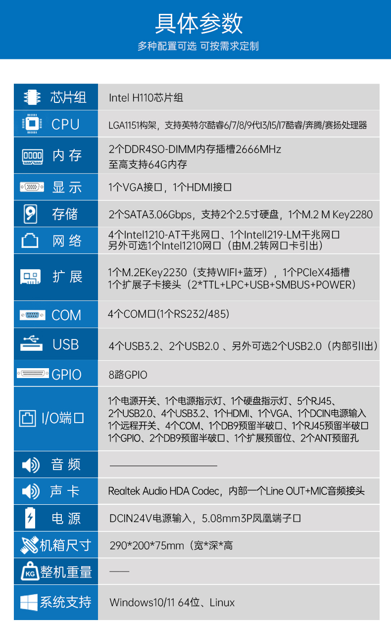 酷睿8/9代無風扇嵌入式工控機,雙顯迷你工業主機廠家,DTB-3065-H110.png