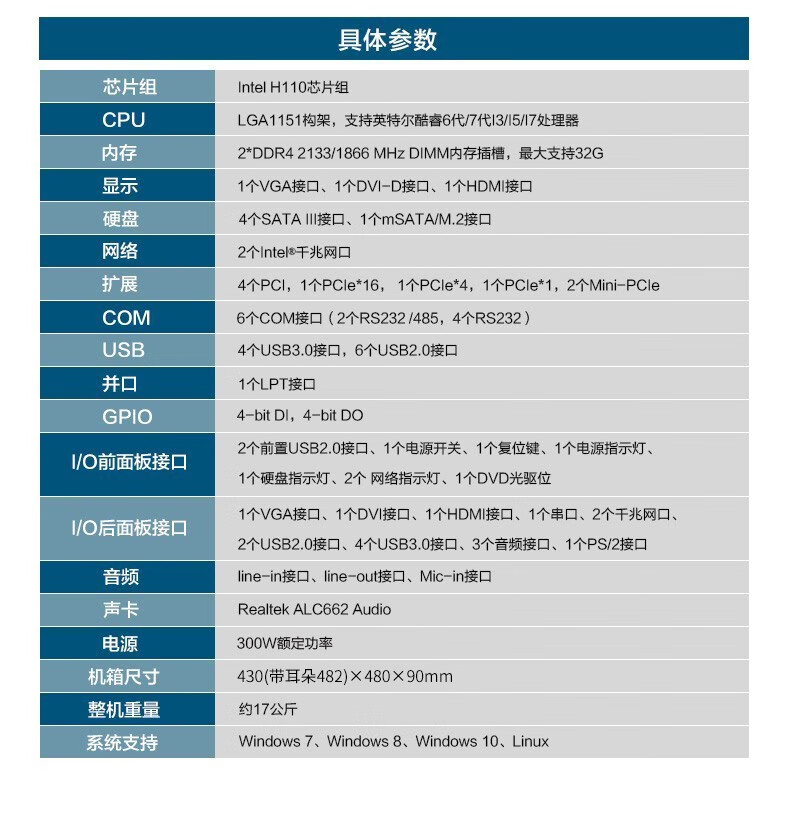 東田2U上架式工控機,酷睿6-9代工業電腦,4*PCI擴展槽,DT-61025-BH110MA.jpg